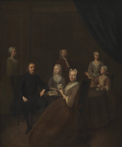 De schoonouders van de kunstenaar en enkele van hun kinderen door Balthasar Denner
