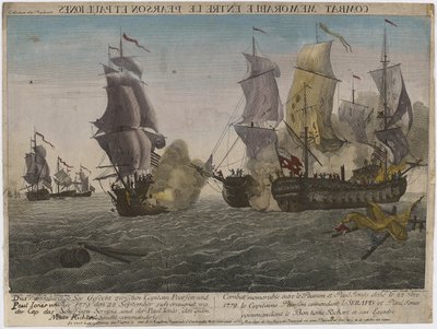 Combat Memorable entre le Pearson et Paul Jones..., ca. 1780 door Balthasar Friedrich Leizelt