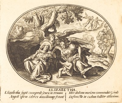 De Vlucht van Sint Elizabeth met de Heilige Johannes de Doper als Kind door Balthasar Moncornet