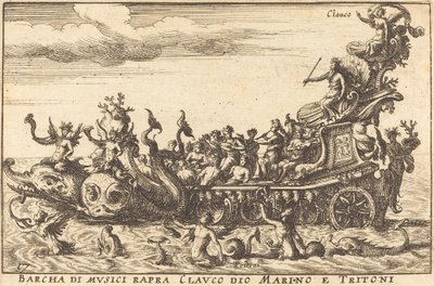 Barcha di musici rapra Clauco dio Marino e Tritoni door Balthasar Moncornet after Remigio Cantagallina