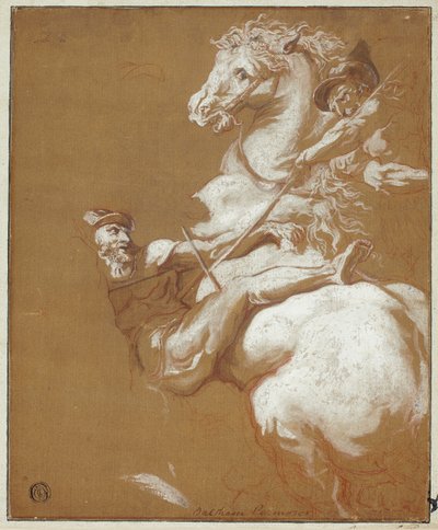 Gevecht tussen ruiter en voetsoldaat door Balthasar Permoser
