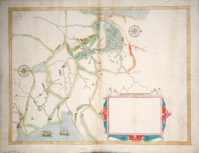 Centraal Ierland, Dublin naar Sligo, ca. 1600 door Baptista Boazio