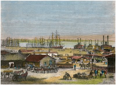 Mississippi-rivier, New Orleans, Louisiana, VS, ca. 1880 door Barbant