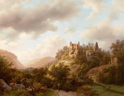 Uitzicht op Kasteel Larochette door Barend Cornelis Koekkoek