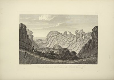 Uitzicht op het interieur van de krater van de top van Tenerife, getekend door Gmelin, illustratie uit "Vues des Cordillères et Monumens des Peuples Indigènes de l