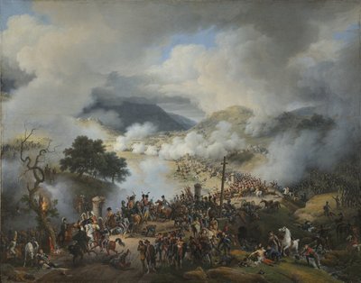 Frans: Bataille du col de Somo Sierra en Castille, le 30 novembre 1808 Slag bij Somo Sierra, 30 november 1808 door Baron Lejeune Louis-François