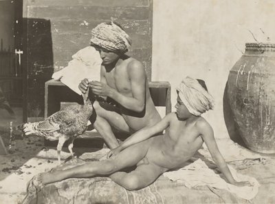 [Twee naakte jongeren met kalkoen]. door Baron Wilhelm von Gloeden