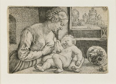 Moeder en Kind met Schedel en Zandloper, ca. 1528-1530 door Barthel Beham