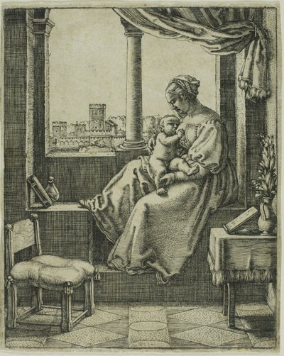 Maagd en kind bij het raam door Barthel Beham