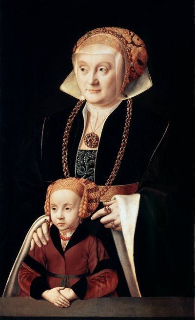 Portret van een dame met dochter door Bartholomaeus Bruyn the Elder