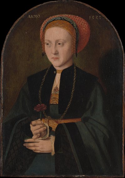 Portret van een vrouw door Bartholomaeus Bruyn the Elder