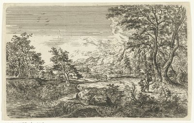 Landschap met man en jongetje door Bartholomäus Ignaz Weiss (attributed to)