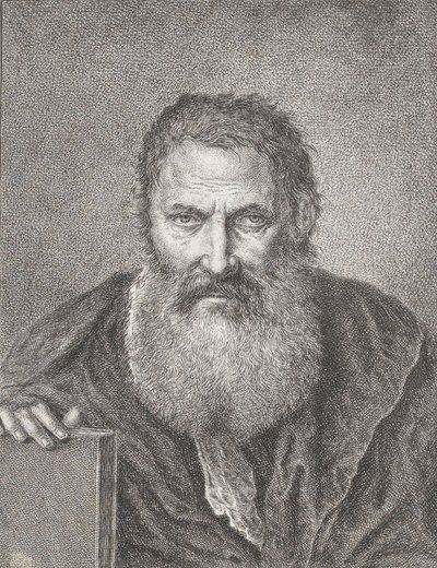 Portret van een bebaarde man met een boek door Bartholomaeus Ignaz Weiss