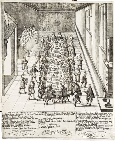 Feestmaal ter gelegenheid van de eed van trouw ontvangen door Ferdinand IV (1633-1654) Koning van de Romeinen, Koning van Hongarije, en Koning van Bohemen op 5 september 1651 in Wenen door Bartholomäus Kilian