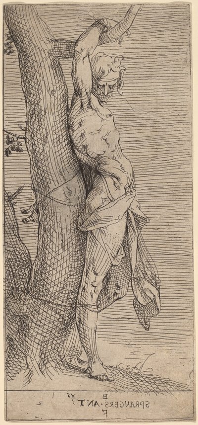 Sint Sebastiaan, Gebonden aan een Boom door Bartholomaeus Spranger