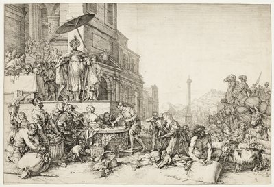 Jozef verdeelt graan aan Egypte door Bartholomeus Breenbergh