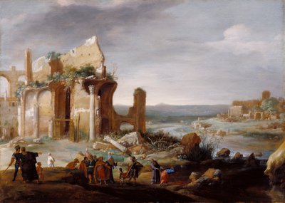Mozes en Aäron veranderen de rivieren van Egypte in bloed door Bartholomeus Breenbergh