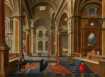 Interieur van een katholieke kerk door Bartholomeus van Bassen
