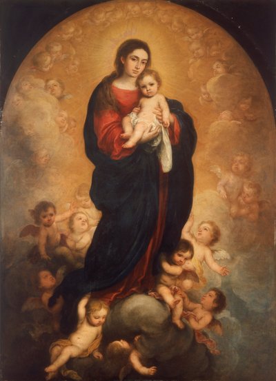 Maagd en Kind in Glorie door Bartolomé Esteban Murillo