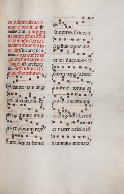 Missaal: Fol. 153: Muziek voor Exultet, 1469 door Bartolomeo Caporali