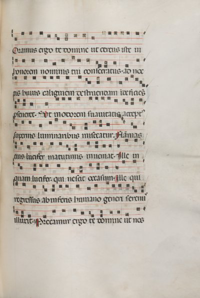 Missaal: Fol. 157: Muziek voor Exultet, 1469 door Bartolomeo Caporali