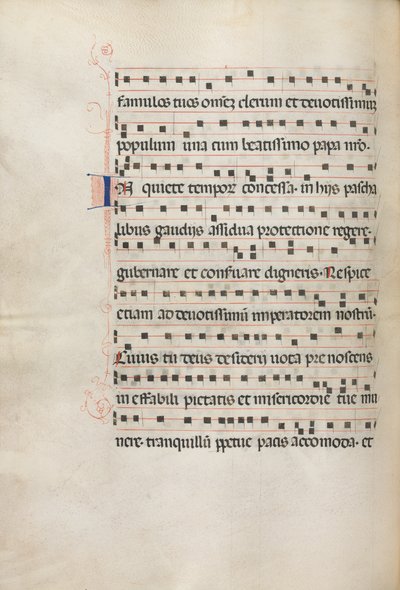 Missale: Fol. 157v: Muziek voor Exultet, 1469 door Bartolomeo Caporali