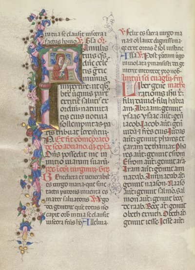 Missaal: Fol. 311v: Sint Anna met de pasgeboren Maagd door Bartolomeo Caporali