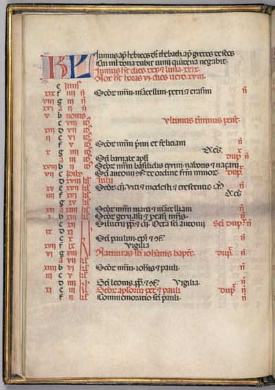 Missale: Fol. 5v: Juni kalenderpagina, 1469 door Bartolomeo Caporali