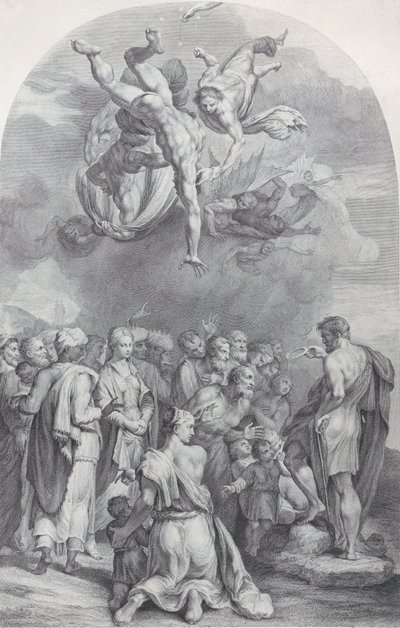 Sint Jan de Doper predikt voor een grote menigte en doopt kinderen, 1756 door Bartolomeo Crivellari, Gabriel Söderling