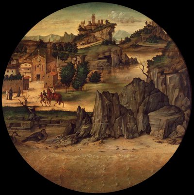 Een uitzicht met het kasteel door Bartolomeo Montagna