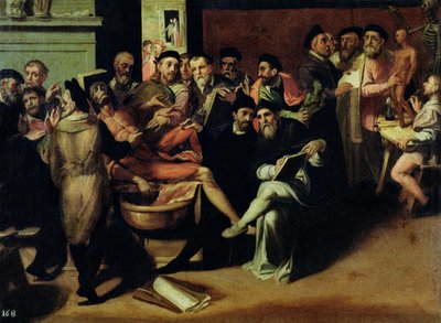 Een anatomieles voor kunstenaars door Bartolomeo Passarotti