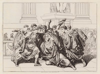 Moord op Julius Caesar, 44 voor Christus (ets) door Bartolomeo Pinelli