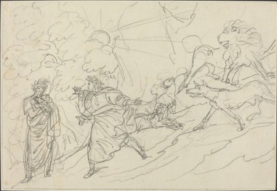 Dante vlucht voor de wilde beesten en ontmoet Virgil door Bartolomeo Pinelli