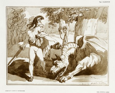 Jason die de draak die het Gulden Vlies bewaakt in slaap brengt door Bartolomeo Pinelli