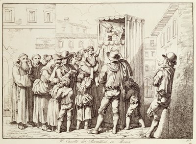 Poppenkast in Rome door Bartolomeo Pinelli