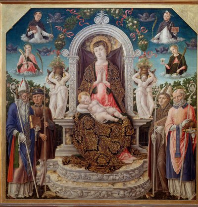 Maagd en Kind op de troon omringd door heiligen door Bartolomeo Vivarini