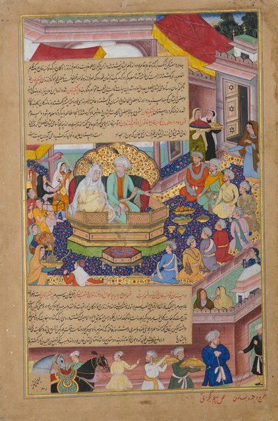 Tumanba Khan, zijn vrouw en zijn negen zonen, Folio uit een Chingiznama, ca. 1596 door Basawan