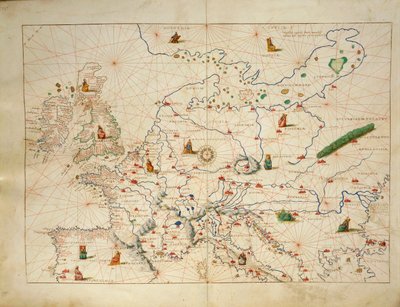 Europa, uit Atlas van de Wereld in drieëndertig Kaarten, door Battista Agnese door Battista Agnese