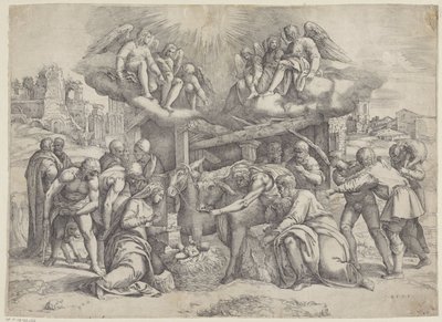 Aanbidding door de herders door Battista Franco