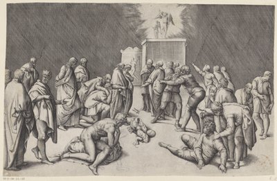 Ark van het Verbond in de tempel van Dagon door Battista Franco