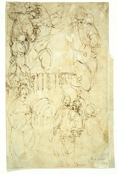 Schetsen van figuren door Battista Franco