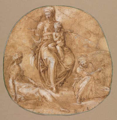 De Maagd en Kind met St. Catharina van Alexandrië en een oudere vrouwelijke heilige, c. 1545 door Battista Franco