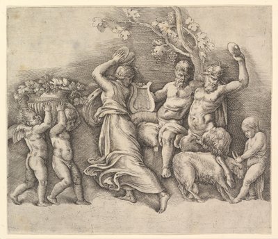 Een Bacchanaal, 1530-61 door Battista Franco Veneziano