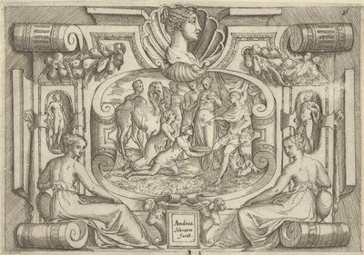 Een man en vrouw die een schaal met munten aanbieden aan een koning op een troon, ca. 1540-80 door Battista del Moro