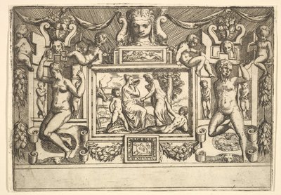 Jonge vrouw drinkt uit een kom, een oude vrouw staat voor haar, ca. 1540-80 door Battista del Moro