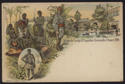 Congolees dorp tentoongesteld op de Exposition Internationale d