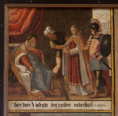 Maarke. Kapel (Sint-Vincentiuskapel). interieur. Schilderij. De martelaar van Sint Vincentius. 19e eeuw. (detail) door Belgian School