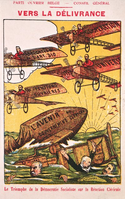 Poster ter promotie van de Parti Ouvrier Belge (Belgische Arbeiderspartij) voor 1914 door Belgian School