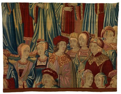Tapijtfragment, Comtiers, gemaakt in Brussel, België, ca. 1520 (wol & zijde) door Belgian School
