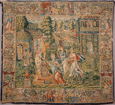 De geschenken van Pomone (Pomona) nimf van de vruchten Tapijt van de manufacturen van Brussel. 16e eeuw Genes, Musei di Strada Nuova door Belgian School